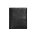 The Shinola Coin Bifold - Black is a slim wallet made from Natural Grain Leather, featuring a textured surface and the SHINOLA logo subtly embossed near the bottom on a plain white background.