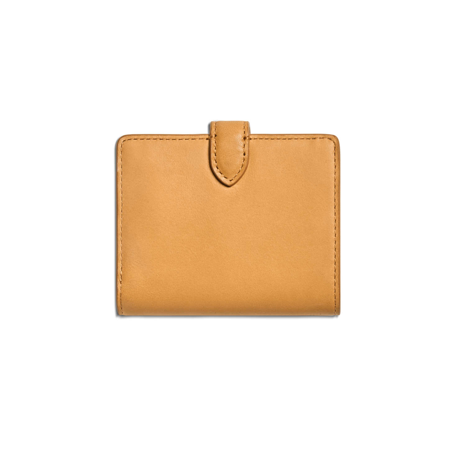 The Shinola Small Snap Wallet - Honey is crafted from natural leather, featuring a minimalist design with a top snap closure, and is photographed against a plain white background.