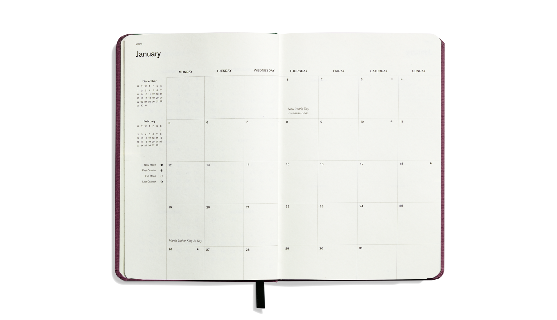 2026 12 Month Runwell Planner - Merlot