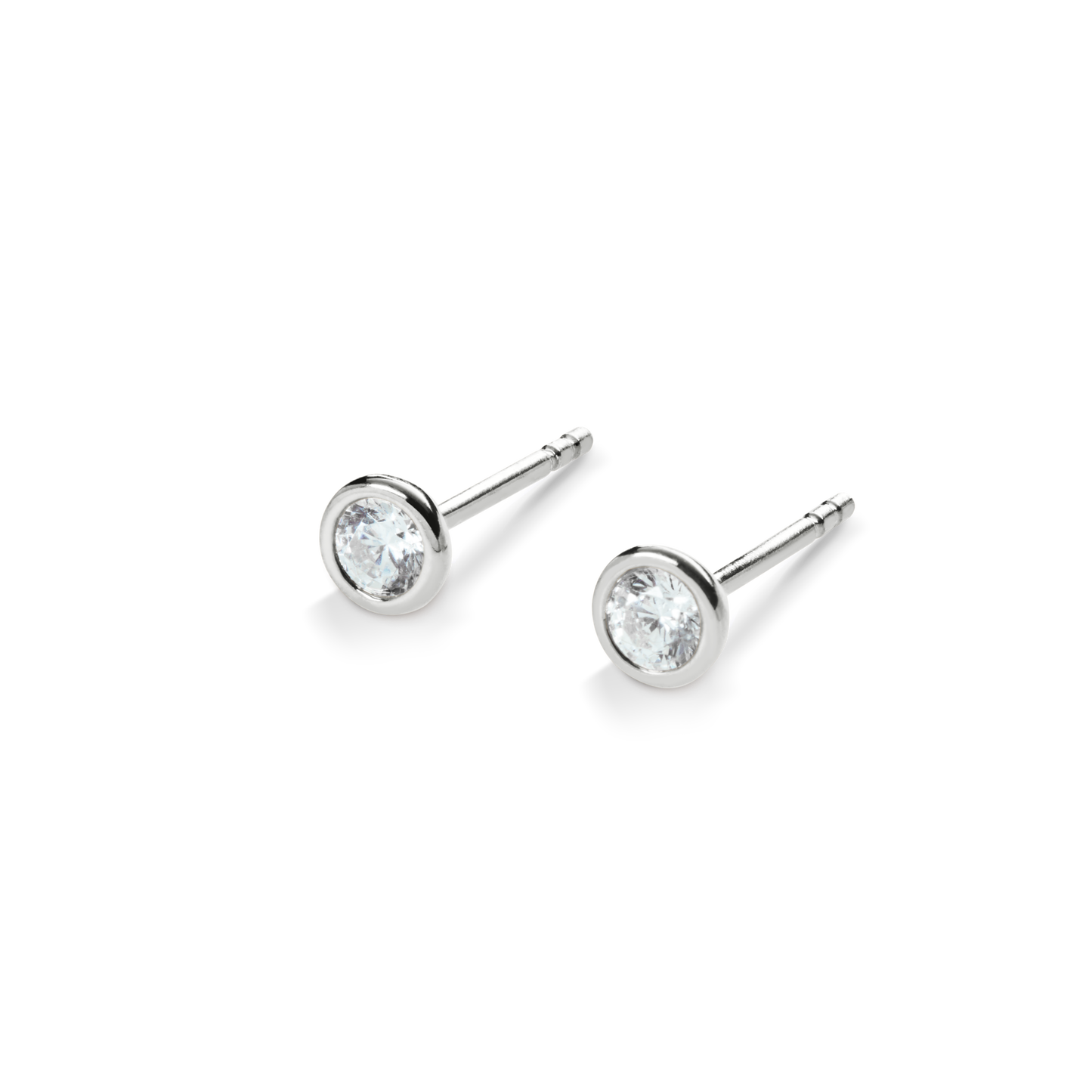 1/4 Carat Round Diamond Bezel Studs - White Gold
