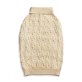 The Shinola Cable Knit Dog Sweater in Ivory features ribbed edges and a sleeveless design, shown laid flat on a white background.