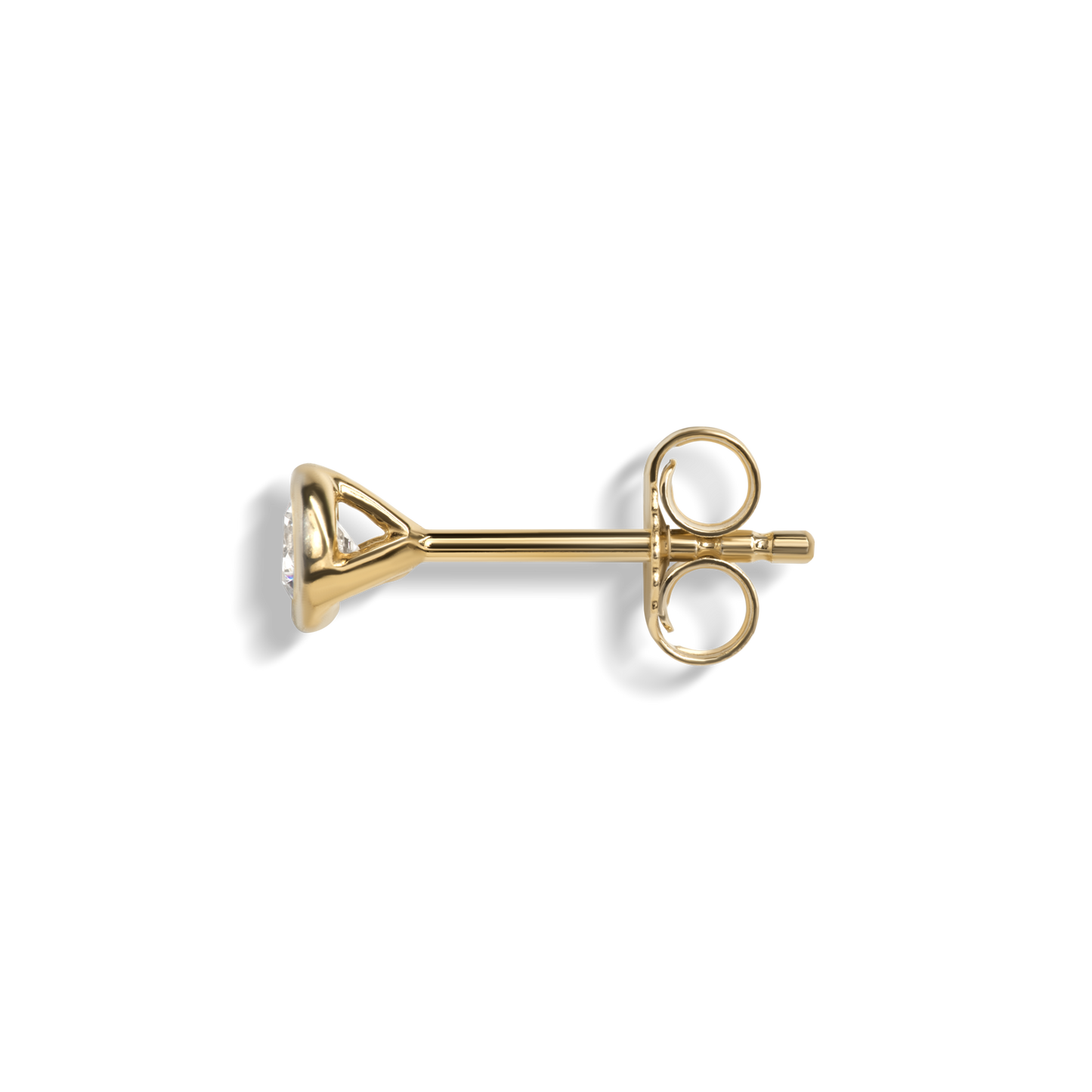 1/4 Carat Round Diamond Bezel Studs - Yellow Gold