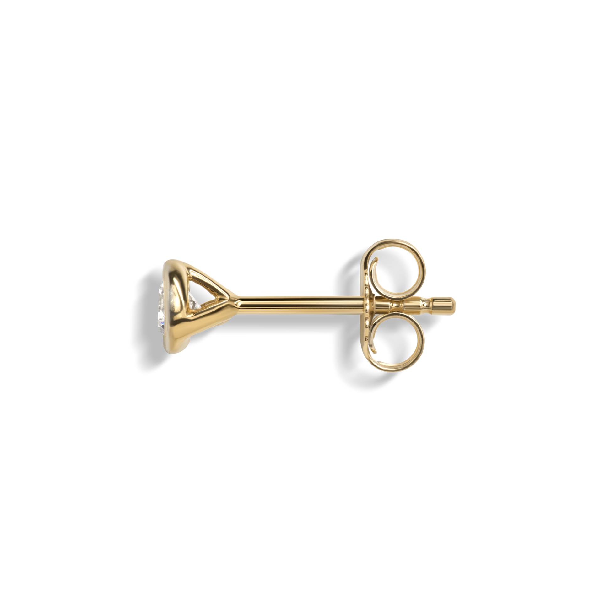 1/4 Carat Round Diamond Bezel Studs - Yellow Gold