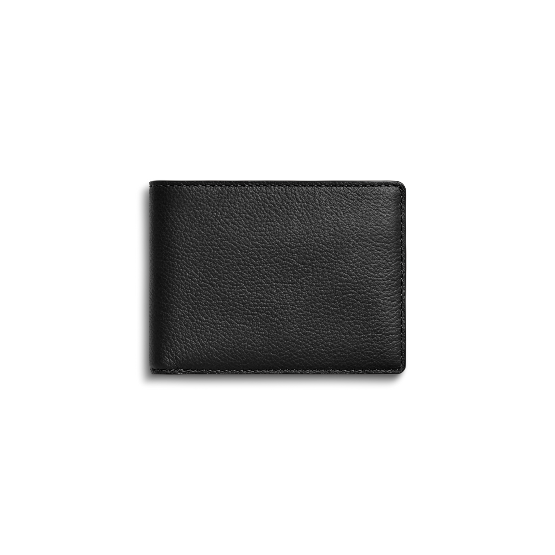 The Shinola Canfield ID Bifold Wallet in black features a textured pebbled leather surface and is shown closed against a plain white background.