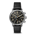 Runwell Chronograph Watch - Black Leather Strap