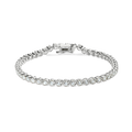 The Shinola 3 Carat 7" Diamond Tennis Bracelet in white gold features a slim, polished band adorned with a single row of brilliant cut diamonds and secured with a sturdy clasp.