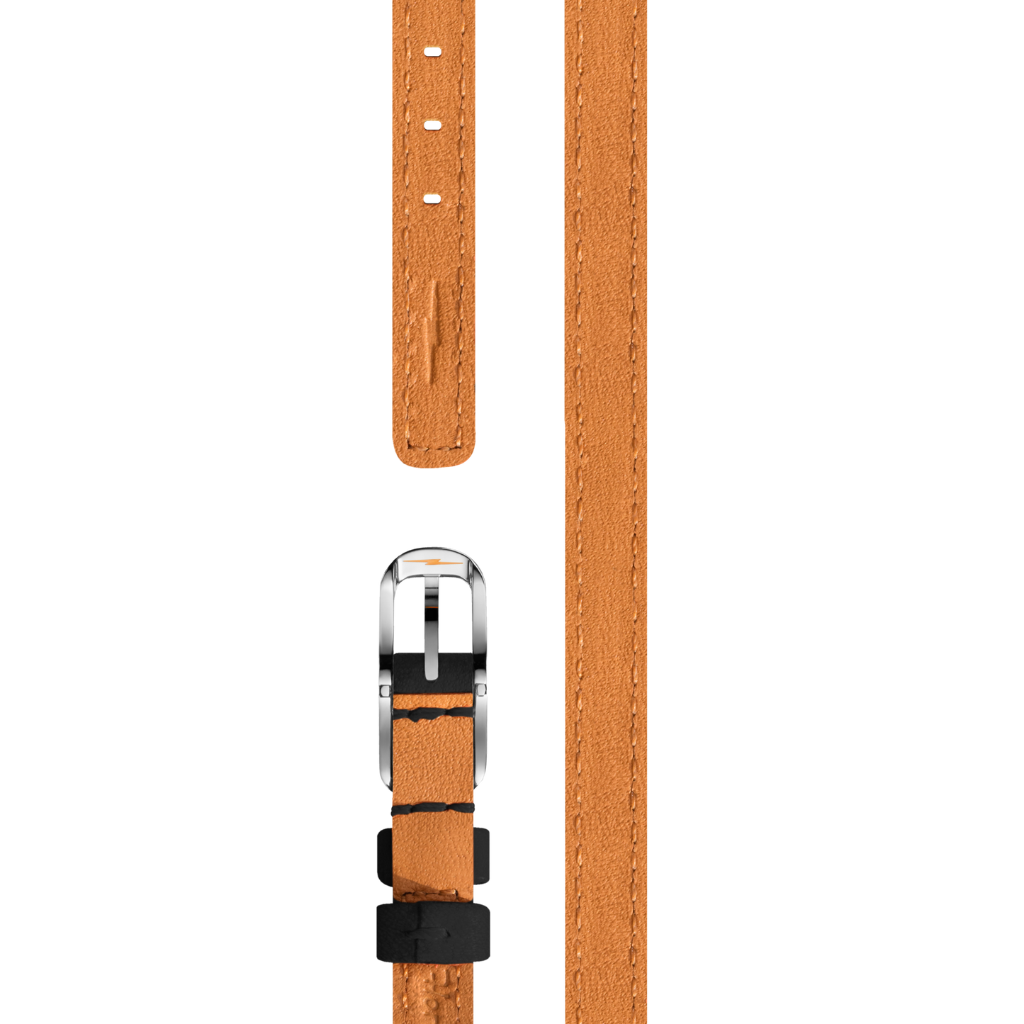 8mm Black Double Wrap Leather Watch Strap - Black