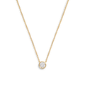 The Shinola 1 Carat Round Diamond Necklace in yellow gold features a single, ethically sourced diamond pendant, elegantly centered against a white background.