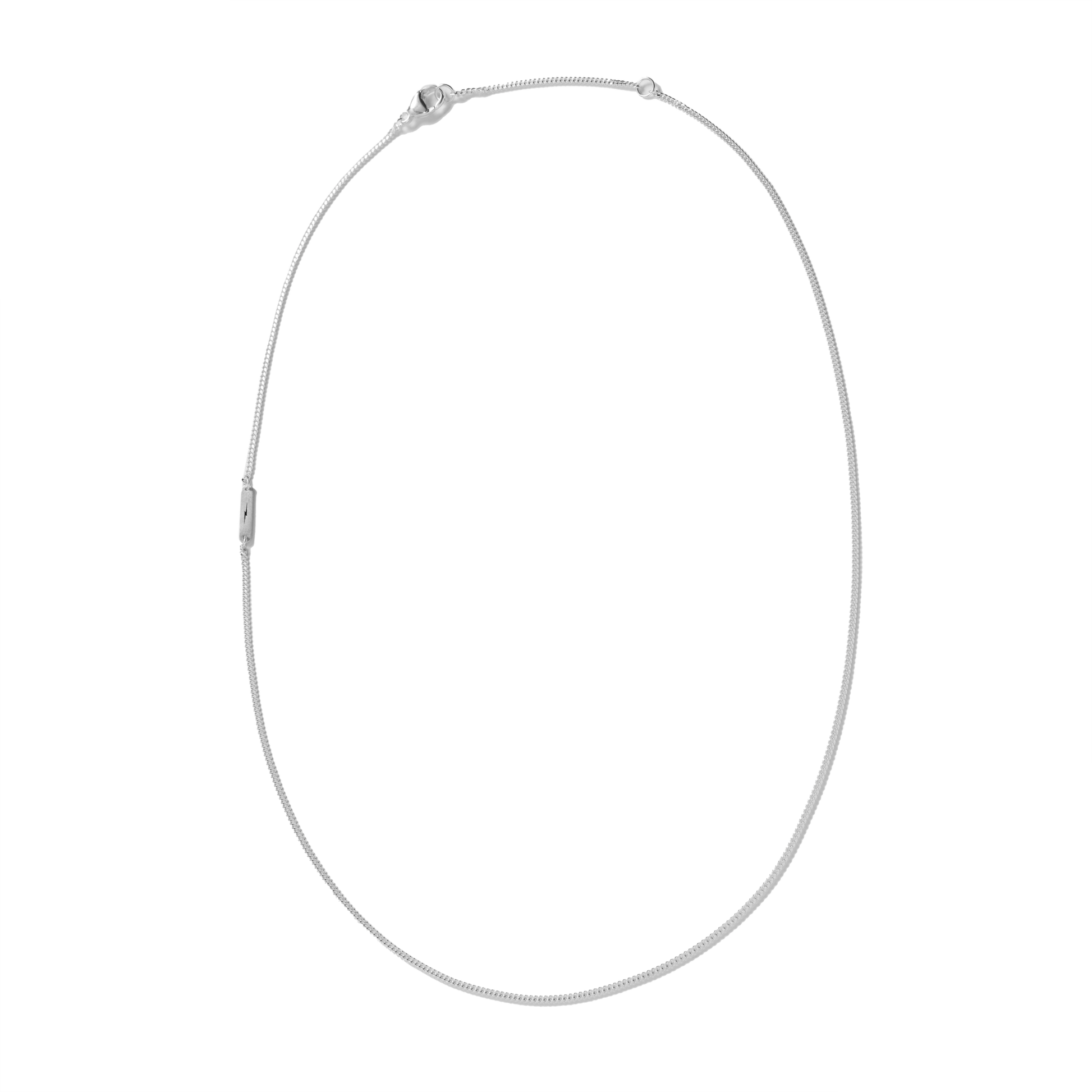 The Shinola Simple Curb Chain Necklace in sterling silver features a sleek clasp and is displayed oval-shaped on a white background—an elegant men's accessory for everyday style.