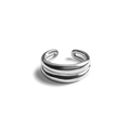 The Shinola Signature Link Adjustable Ring - Sterling Silver features a wide, double-layered open band design and is showcased on a plain white background.