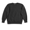 The Shinola Fleece Logo Sweatshirt in Vintage Black features a unisex classic fit, soft American cotton fleece, ribbed cuffs and hem, and displays the logo on a plain black long-sleeve crewneck against a white background.