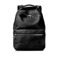 The Shinola Runwell Backpack - Black is a premium black leather backpack with a top handle, large main zippered pocket, and smaller front zip compartment, shown on a plain white background.