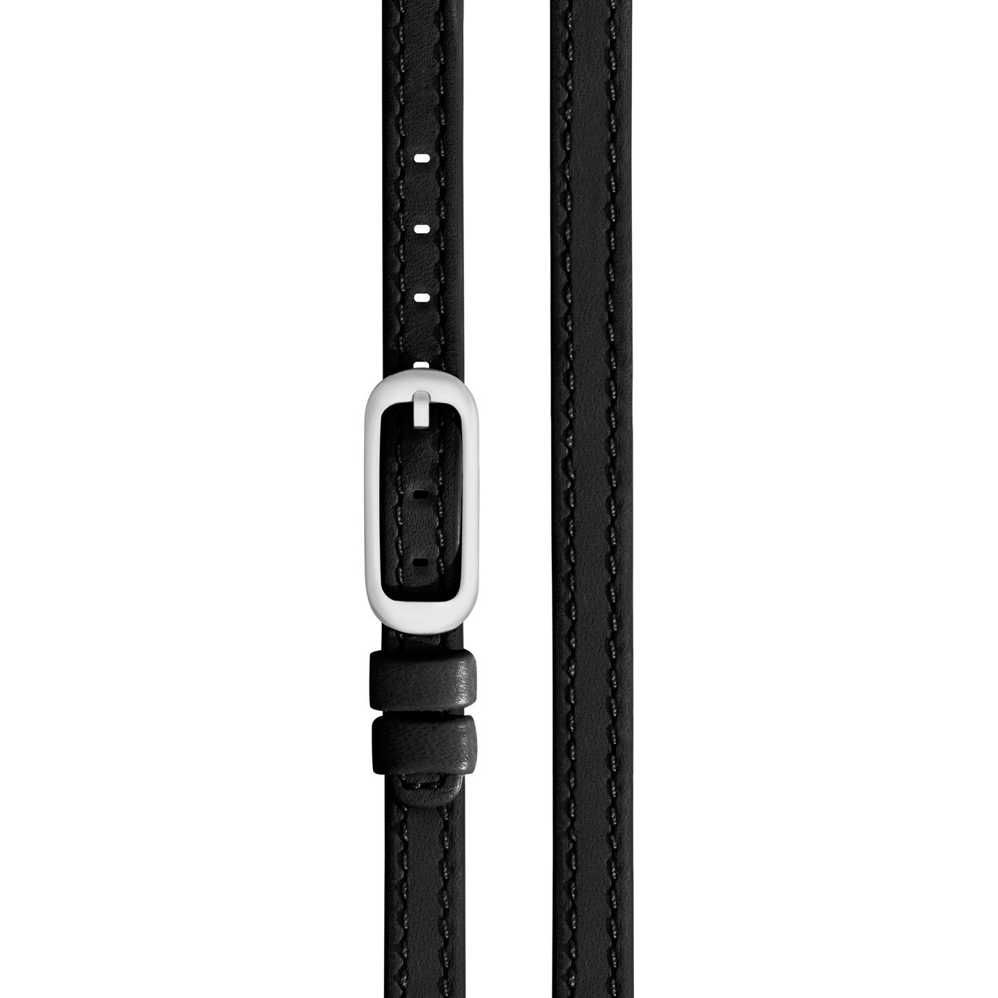8mm Black Double Wrap Leather Watch Strap - Black