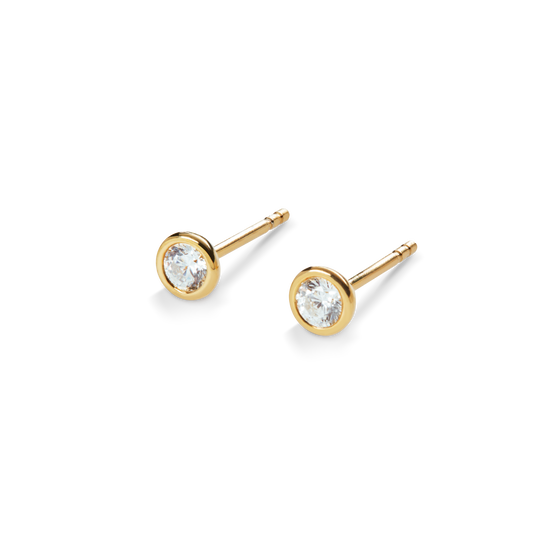 1/4 Carat Round Diamond Bezel Studs - Yellow Gold
