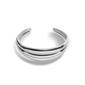 The Signature Silver Statement Cuff by Shinola features polished sterling silver with a smooth, gently curved design and open back, shown against a white background.