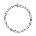 The Shinola Signature Chunky Link Necklace in sterling silver features elongated oval links and a toggle clasp, shown on a plain white background.