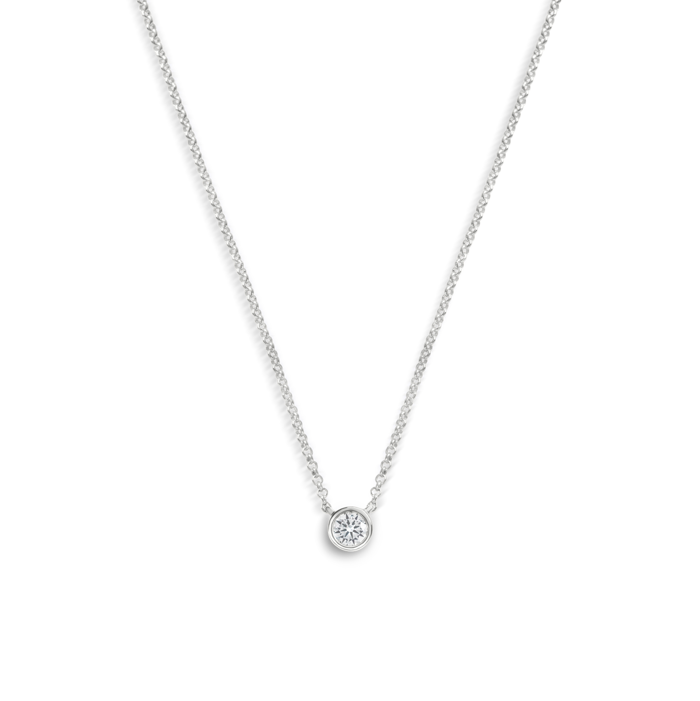 1/4 Carat Round Diamond Necklace - White Gold