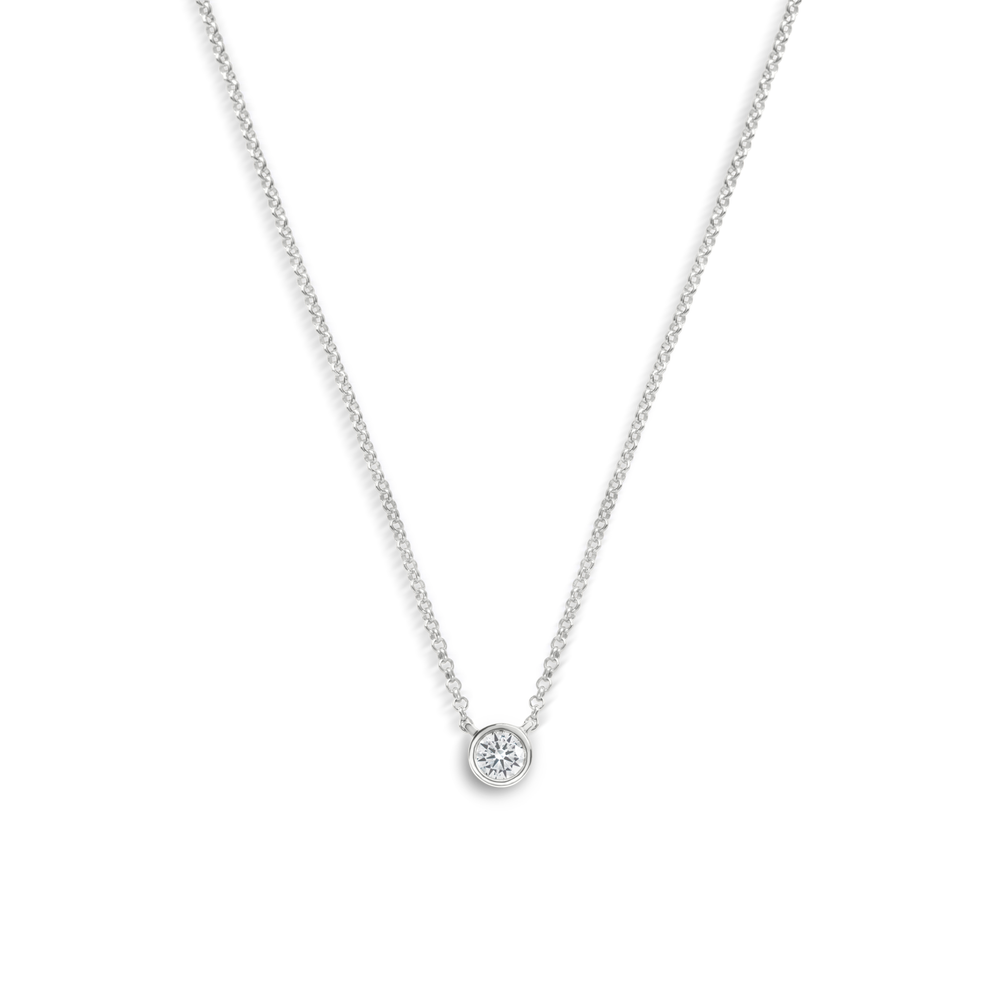 1/4 Carat Round Diamond Necklace - White Gold