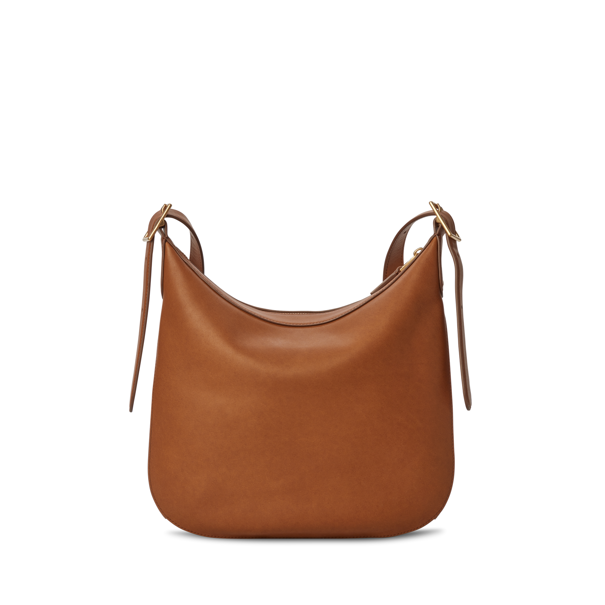 The Shinola Medium Bixby Crossbody - Tan is a minimalist leather shoulder bag with adjustable straps and gold-tone buckles, shown against a white background—a versatile piece for any occasion.