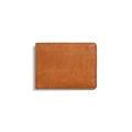 The Shinola Slim Bifold Wallet - Tan is shown closed against a white background, featuring premium light brown leather, visible edge stitching, and a simple, classic design.