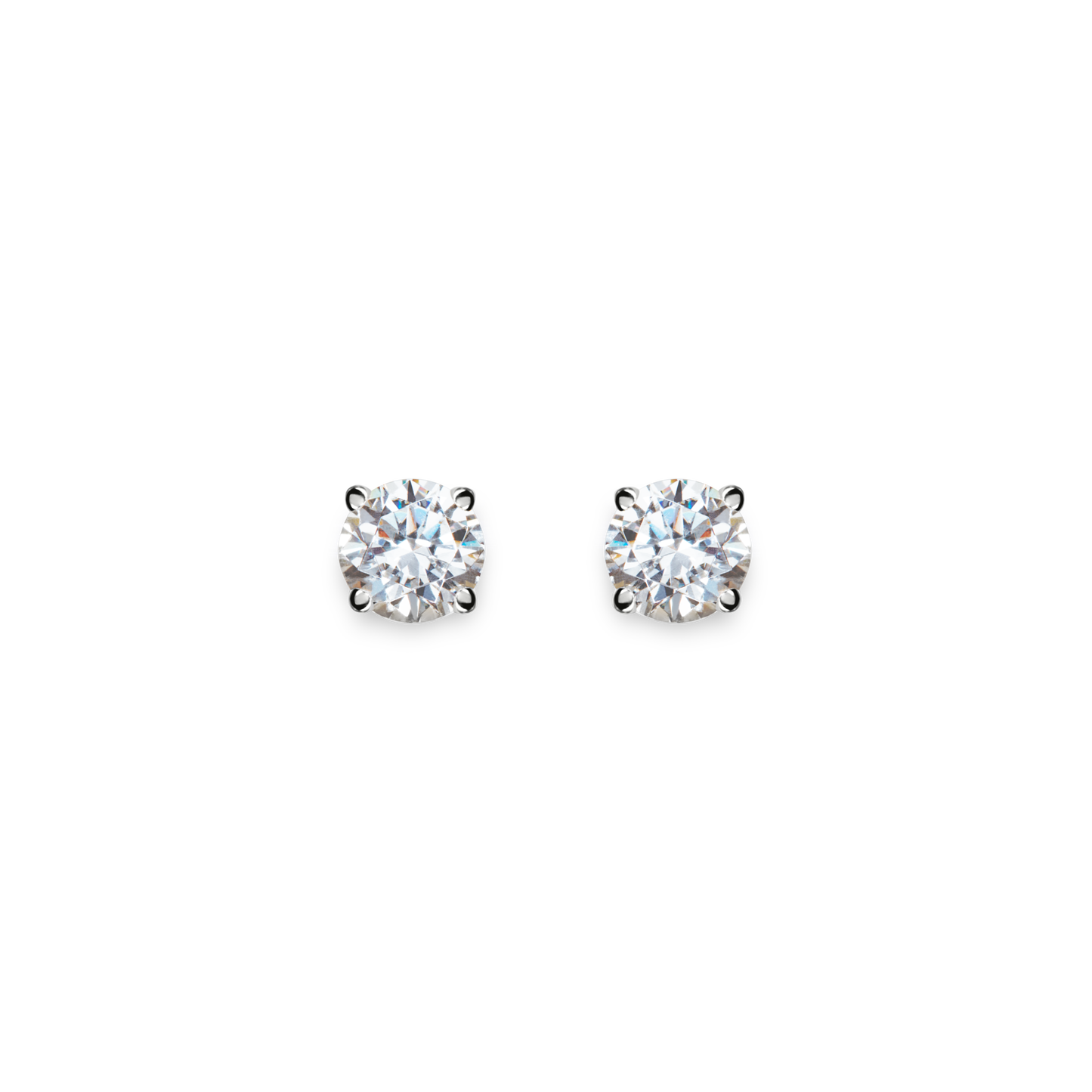 Shinola 1 Carat Round Diamond Studs in white gold are elegantly displayed on a plain white background.