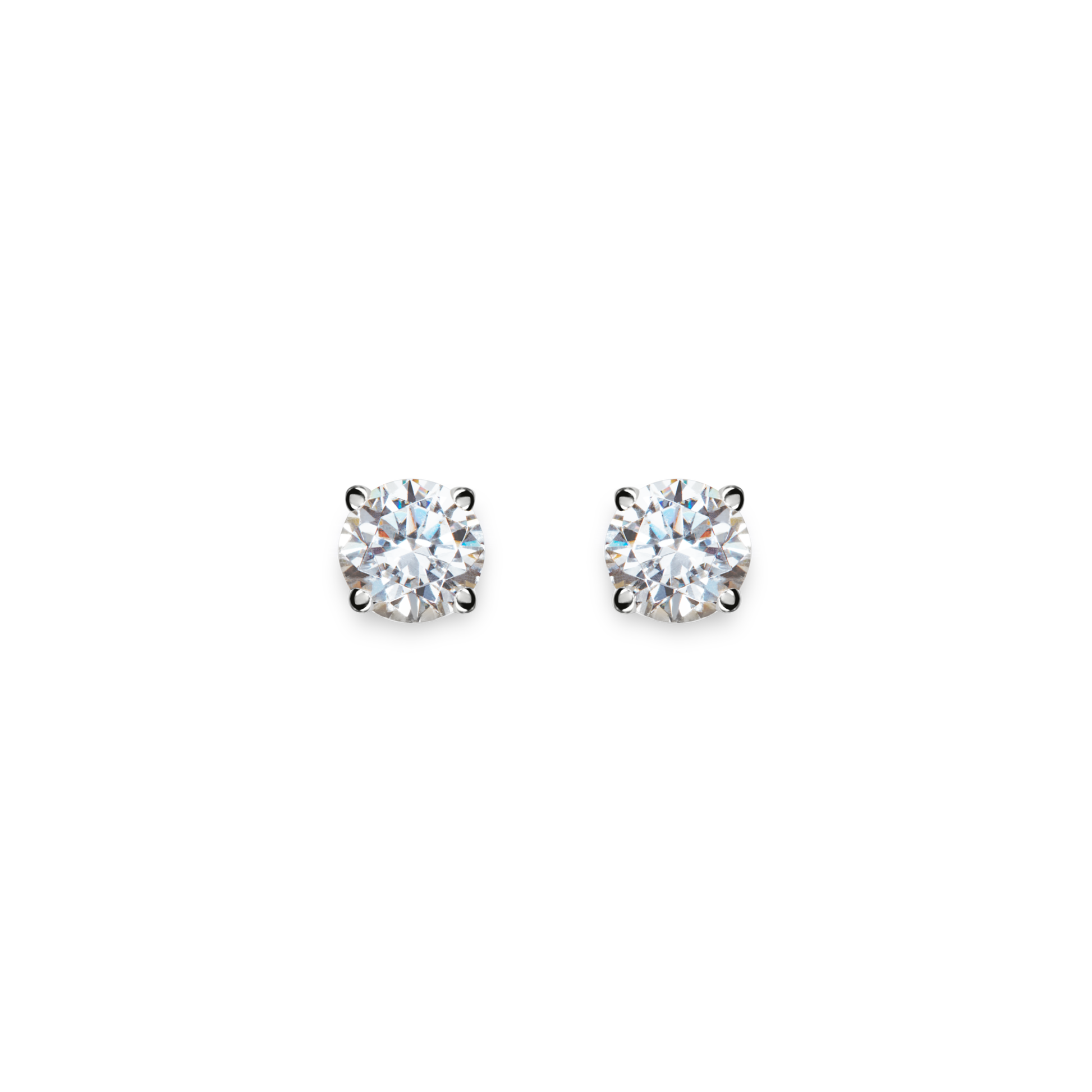 Shinola 1 Carat Round Diamond Studs in white gold are elegantly displayed on a plain white background.